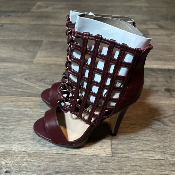 Burgundy Cage Heel Sandals – Size 8 - Picture 1 of 6